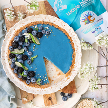 Load image into Gallery viewer, Nutrients from the ocean without the fishy taste- blue spirulina is behind the magic in our wave blend. Packed with nutrients and bursting with colour, a little bit of this natural superfood goes a long way!