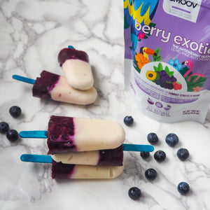 Berry popsicles made using smoov superfood blends and powders. Packed with antioxidants for health & wellness. Keto Friendly