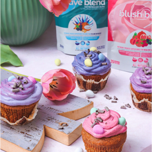 Load image into Gallery viewer, Cupcakes made using smoov superfood blends and powders. Packed with antioxidants for health &amp; wellness. Keto Friendly
