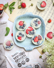 Load image into Gallery viewer, Healthy Frozen vanilla yogurt snack bites made using smoov all in one vanilla cream blend shake or meal replacement - vegan friendly.