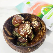 Load image into Gallery viewer, Green Truffle Bites made using smoov superfood blends and powders. Packed with antioxidants for health &amp; wellness. Keto Friendly