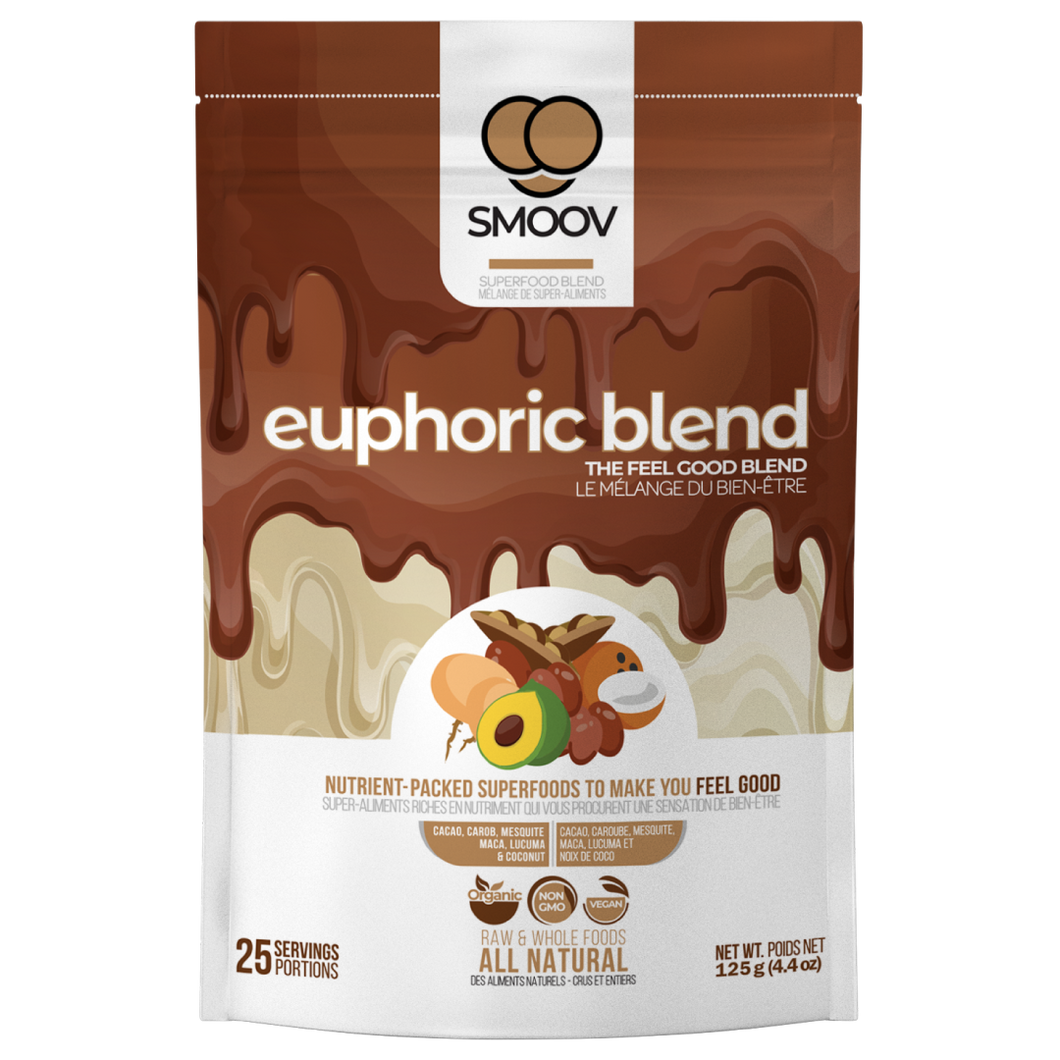 25 servings of Smoov's euphoric blend- cacao, carob, mesquite, maca, lucuma and coconut. To help satisfy cravings and boost mood instantly.
