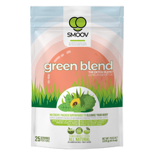 Load image into Gallery viewer, 25 servings of Smoov&#39;s green blend- alfalfa grass, barley grass, oat grass, wheat grass, spirulina, chlorella, kale, moringa and lucuma. All to help you detox and get more nutrients.